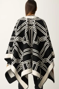 Elisabetta Franchi Mantella In Lana con LetteringCAMEL/NERO