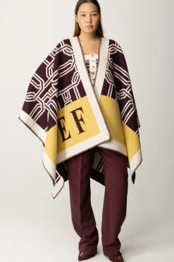 Elisabetta Franchi Mantella In Lana con LetteringROUGE NOIR/MIMOSA