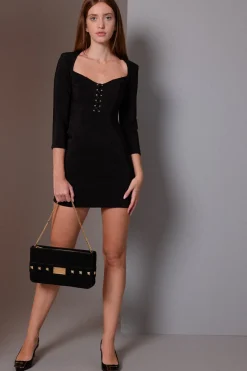 Elisabetta Franchi Mini Abito Bustier con BorchieNERO