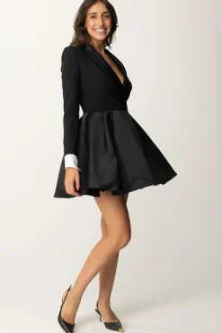 Elisabetta Franchi Mini Abito con Gonna a Pieghe e ReversNERO