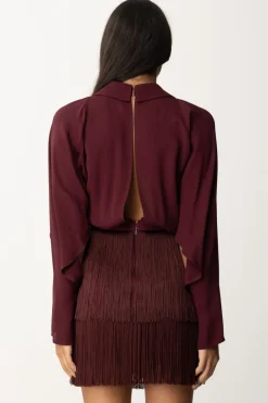 Elisabetta Franchi Mini Abito con Frange e Cintura con CharmsROUGE NOIR