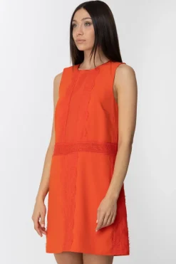 Elisabetta Franchi Mini Abito Smanicato con Trasparenze e PizzoLACCA