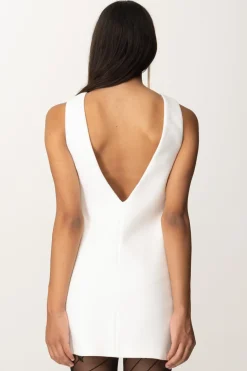 Elisabetta Franchi Mini Abito a Sacchetto con TasconiAVORIO