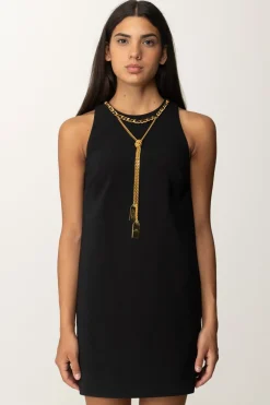 Elisabetta Franchi Mini Abito a Sacchetto con CollanaNERO