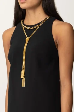 Elisabetta Franchi Mini Abito a Sacchetto con CollanaNERO