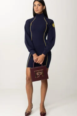 Elisabetta Franchi Mini Abito In Maglia con Piping a ContrastoNAVY/MIMOSA
