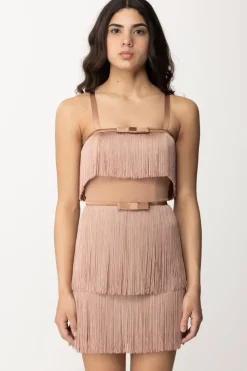Elisabetta Franchi Mini Abito con Frange e FiocchiNUDO