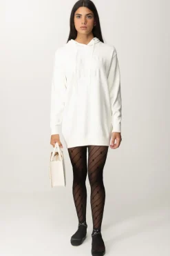 Elisabetta Franchi Mini Abito a Felpa con CappuccioAVORIO