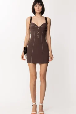 Elisabetta Franchi Mini Abito con Intrecci Ai LatiFONDENTE