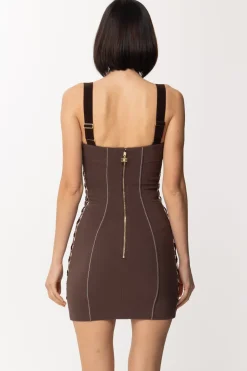 Elisabetta Franchi Mini Abito con Intrecci Ai LatiFONDENTE