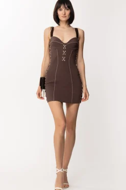 Elisabetta Franchi Mini Abito con Intrecci Ai LatiFONDENTE
