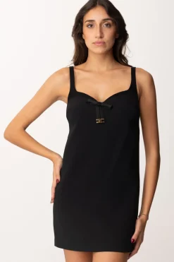 Elisabetta Franchi Mini Abito Scollo Cuore con FiocchettoNERO