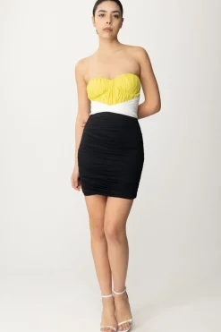 Elisabetta Franchi Miniabito Tricolor DrappeggiatoCEDRO/AVORIO/NERO