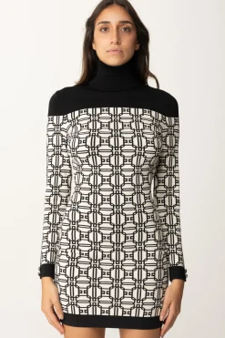 Elisabetta Franchi Miniabito Dolcevita LogatoBURRO/NERO