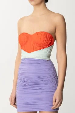 Elisabetta Franchi Miniabito Tricolor DrappeggiatoCORALLO/ACQUA/IRIS