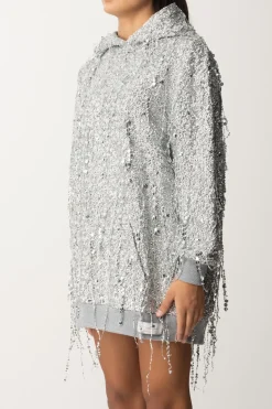 Elisabetta Franchi Miniabito In Felpa con Cappuccio e Frange Di PaillettesSILVER/GRIGIO MELANGE