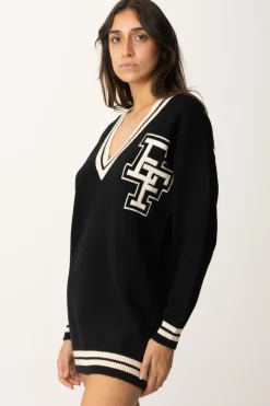 Elisabetta Franchi Miniabito In Lana Stile CollegeNERO/BURRO