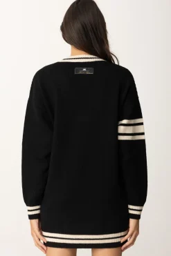 Elisabetta Franchi Miniabito In Lana Stile CollegeNERO/BURRO