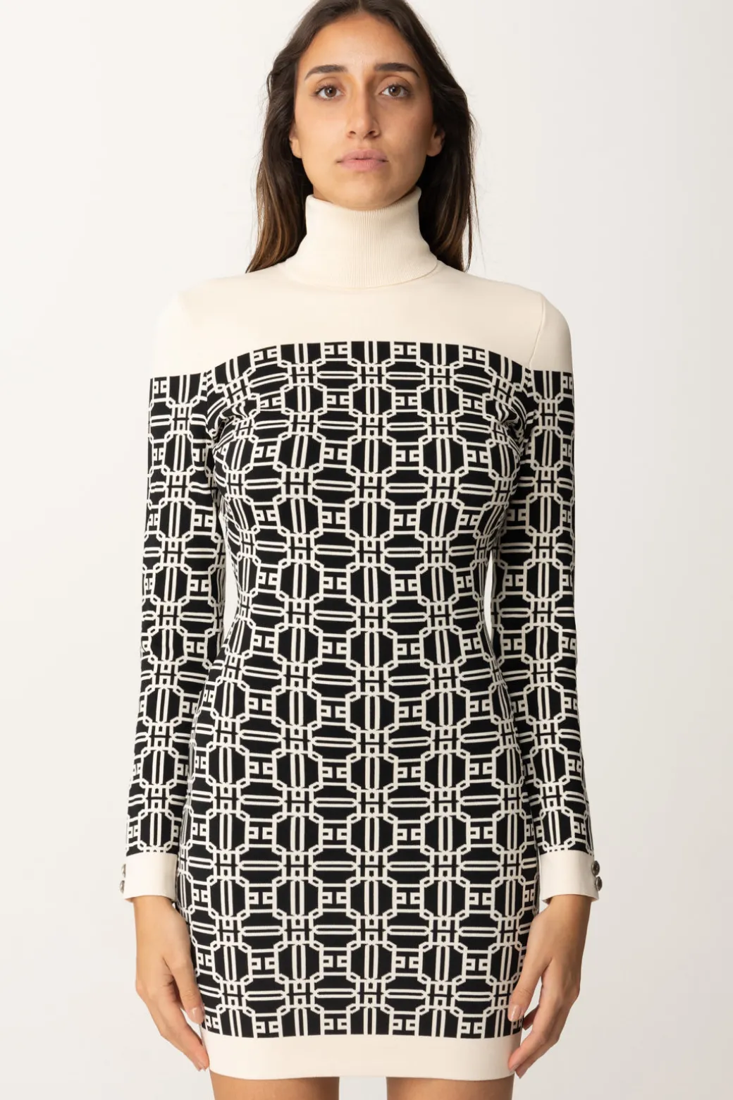 Elisabetta Franchi Miniabito Dolcevita LogatoNERO/BURRO