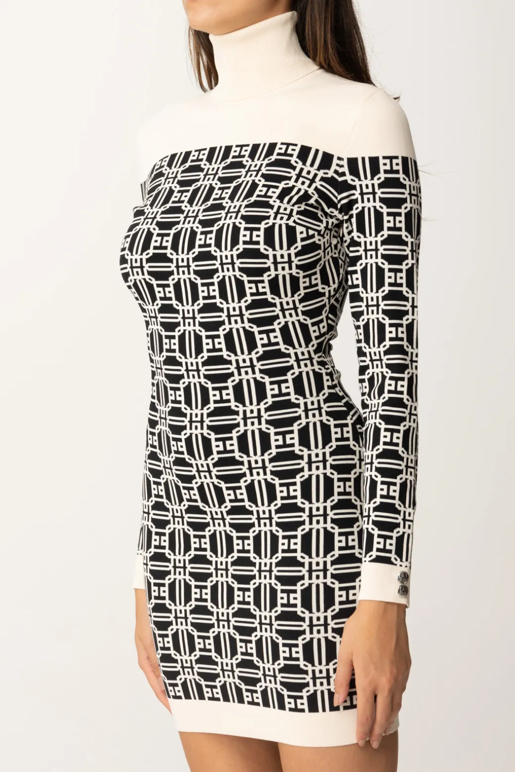 Elisabetta Franchi Miniabito Dolcevita LogatoNERO/BURRO