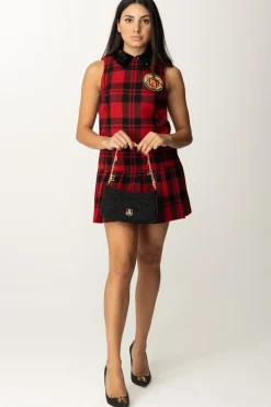 Elisabetta Franchi Miniabito Tartan con Patch RicamatoNERO/RED PASSION