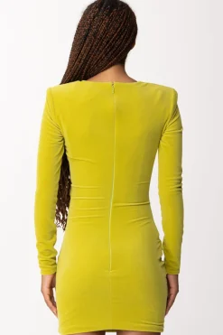 Elisabetta Franchi Miniabito In Velluto DrappeggiatoOLIVE OIL