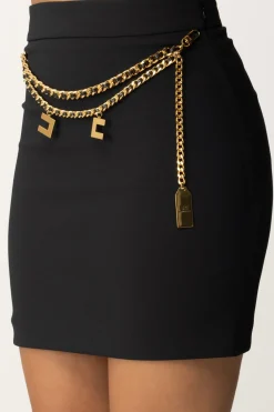 Elisabetta Franchi Minigonna In Crêpe Stretch con CinturaNERO