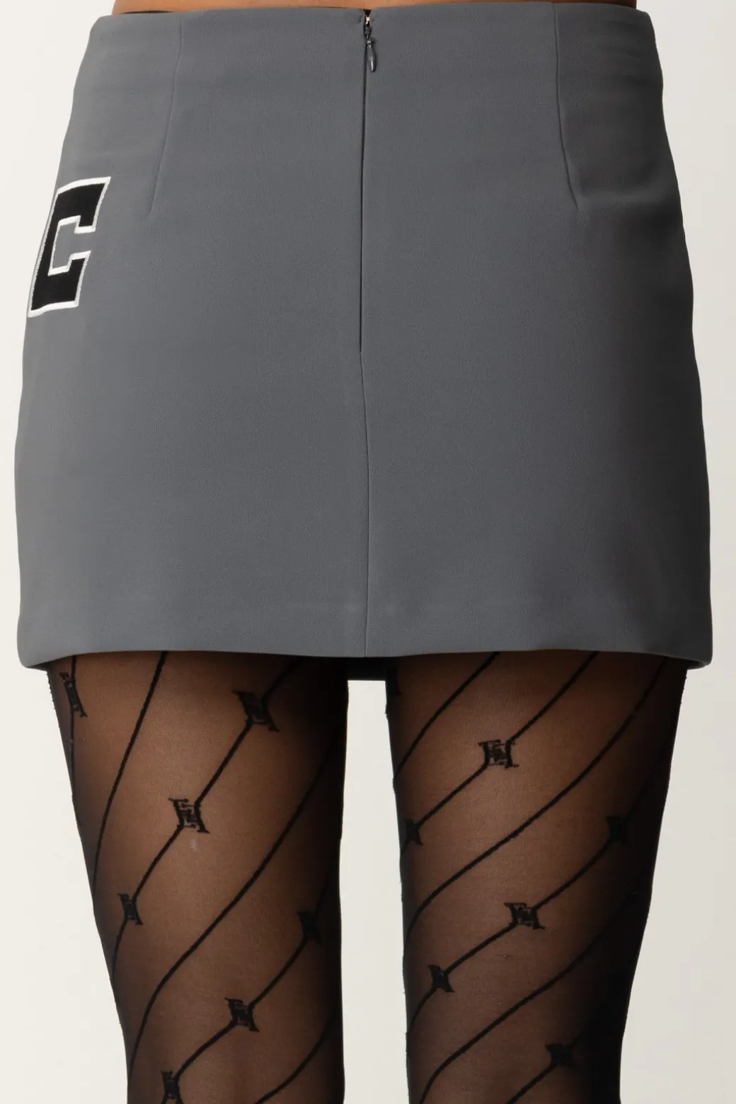 Elisabetta Franchi Minigonna a Portafoglio con Ricamo LogoSTEEL/BURRO