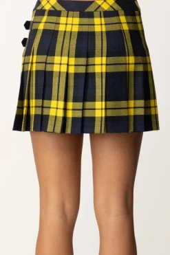 Elisabetta Franchi Minigonna a Pieghe Tartan con PatchNAVY/MIMOSA