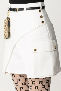 Elisabetta Franchi Minigonna con Tasconi e CinturaAVORIO