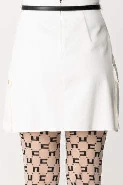 Elisabetta Franchi Minigonna con Tasconi e CinturaAVORIO