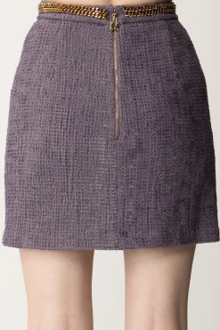 Elisabetta Franchi Minigonna In Tweed con CatenaCANDY VIOLET