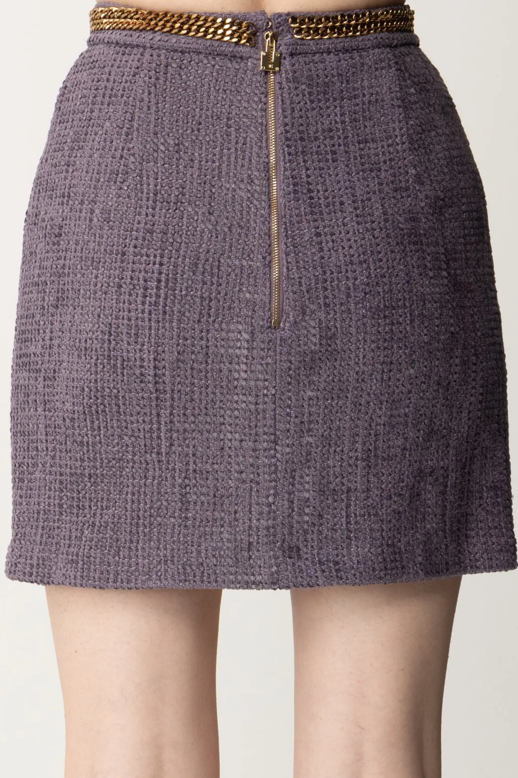 Elisabetta Franchi Minigonna In Tweed con CatenaCANDY VIOLET