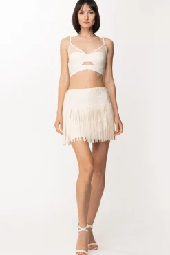 Elisabetta Franchi Minigonna In Ecopelle con FrangeBURRO