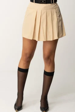 Elisabetta Franchi Minigonna a Pieghe con CinturaCREMA
