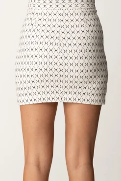 Elisabetta Franchi Minigonna Stampa Rombo con CatenaBURRO/NERO