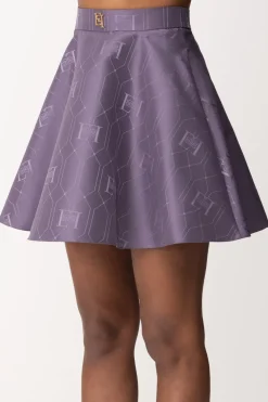 Elisabetta Franchi Minigonna a Ruota In RasoCANDY VIOLET