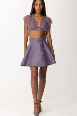 Elisabetta Franchi Minigonna a Ruota In RasoCANDY VIOLET