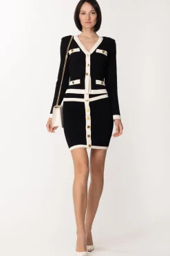 Elisabetta Franchi Minigonna Bicolor con Bottoni OroNERO/BURRO