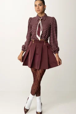 Elisabetta Franchi Minigonna a Pieghe con ZipROUGE NOIR