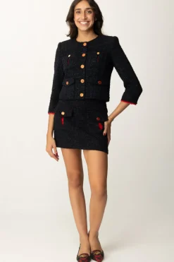 Elisabetta Franchi Minigonna In Tweed con TascheNERO/RED PASSION