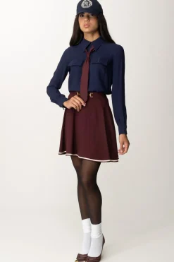 Elisabetta Franchi Minigonna a Ruota In Crêpe FluidoROUGE NOIR/BURRO