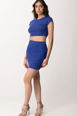 Elisabetta Franchi Minigonna con Lettering In StrassBLUE INDACO