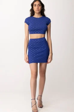 Elisabetta Franchi Minigonna con Lettering In StrassBLUE INDACO