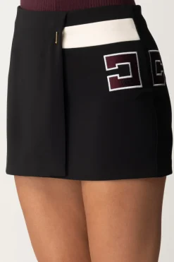 Elisabetta Franchi Minigonna a Portafoglio con Ricamo LogoNERO/BURRO