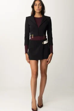 Elisabetta Franchi Minigonna a Portafoglio con Ricamo LogoNERO/BURRO