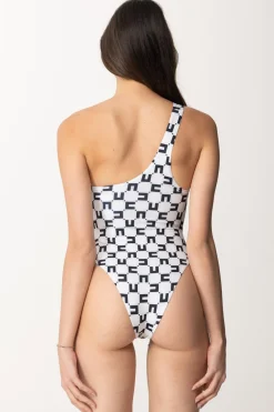 Elisabetta Franchi Monokini Stampa Logo e CatenaBURRO/NERO