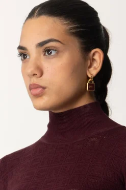 Elisabetta Franchi Orecchini con Strass e LucchettoORO GIALLO/ROUGE NOIR