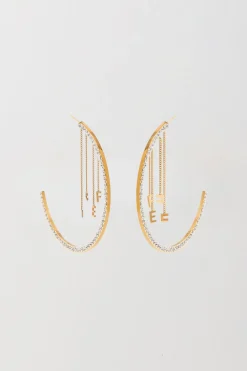 Elisabetta Franchi Orecchini a Cerchio con CharmsORO GIALLO