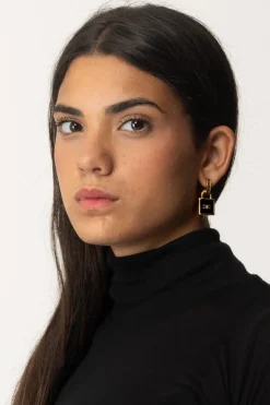 Elisabetta Franchi Orecchini con Strass e LucchettoORO GIALLO/NERO